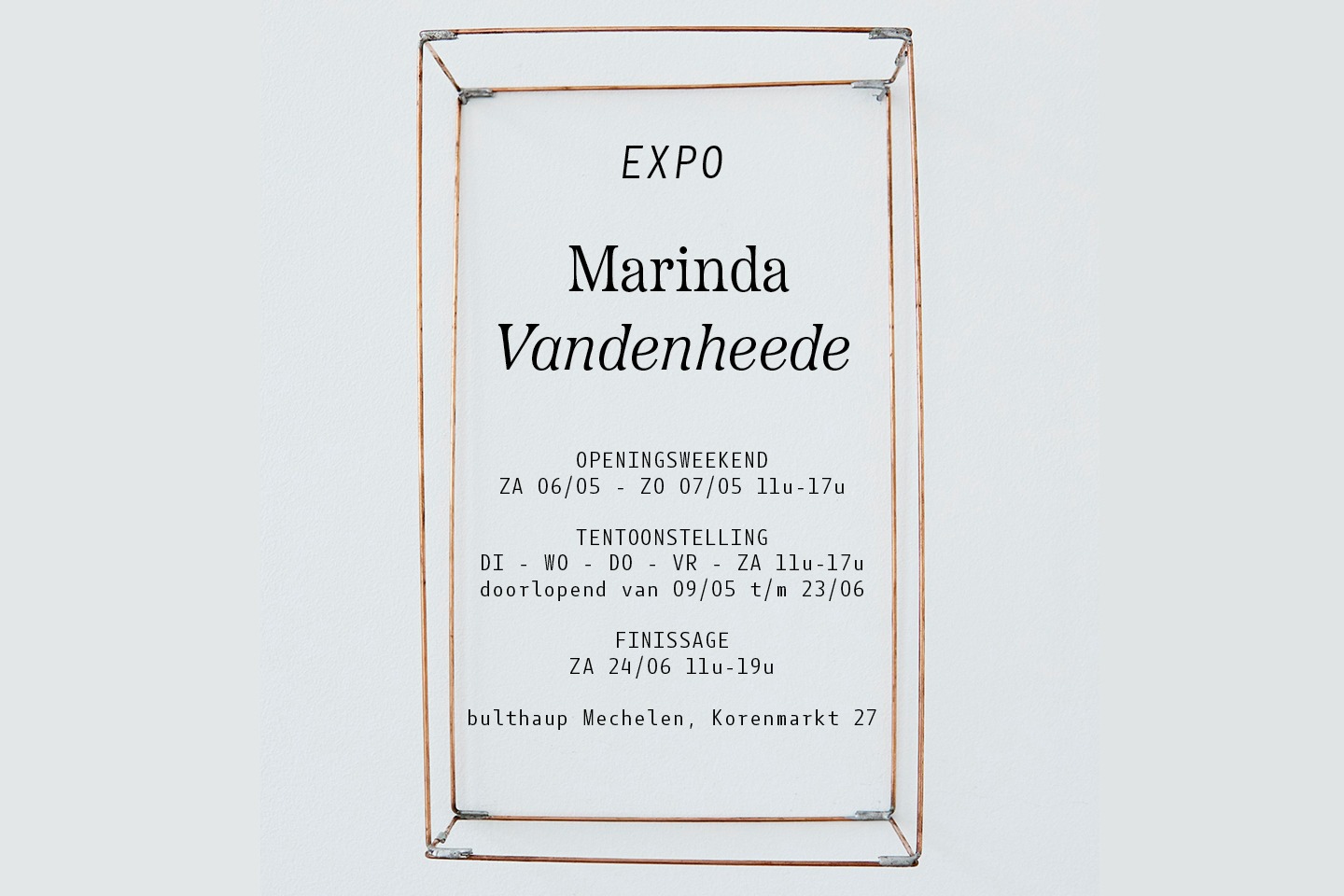 Solotentoonstelling Marinda Vandenheede bij bulthaup Mechelen